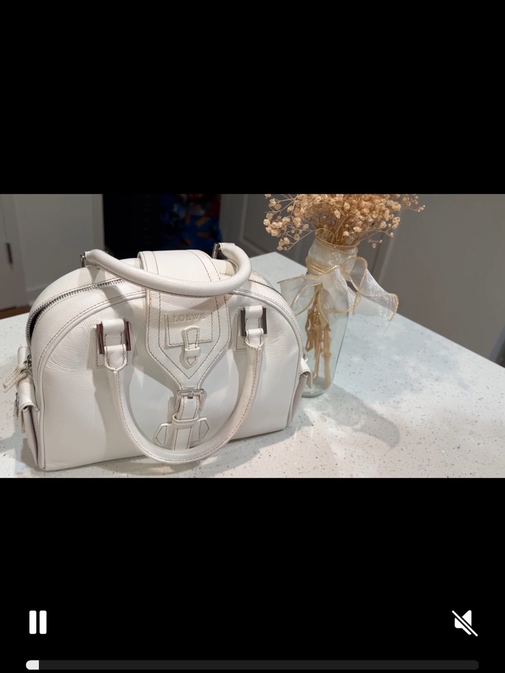 LOEWE White Leather Handbag with Authenticity Card